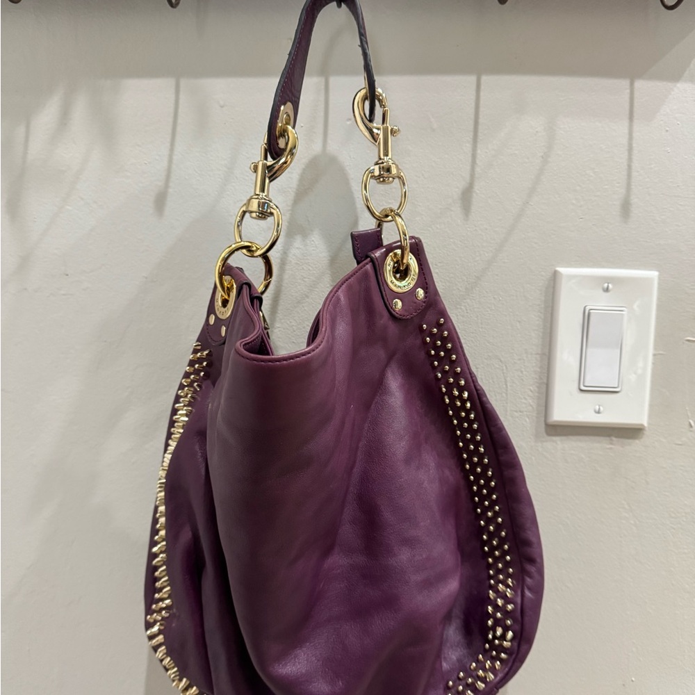 Rebecca Minkoff Plum Leather Hobo with Gold Studs